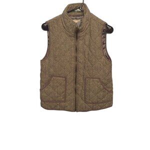 Wishlist Grey Herringbone Soft Quilted Full Zip Lined Vest Size Small